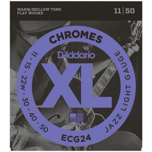 D'Addario ECG24 Chromes Flat Wound Jazz Light Electric Strings (.011-.050)